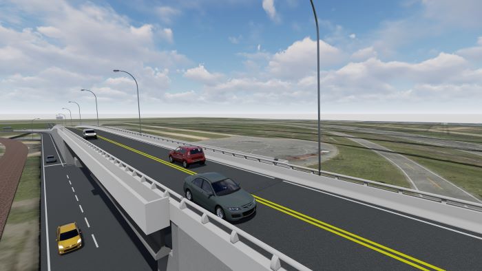  全臺首創3D高架道路驗測試場域，可測試智慧車輛於匝道的匯入匯出情境，及在高架橋與橋下道路各種車輛的GPS訊號遮蔽測試。