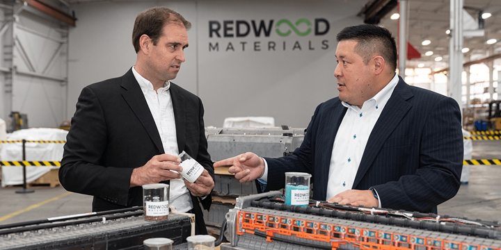 JB‧史特勞貝爾（左）創建的 Redwood Materials 主打鋰電池回收｜electrive