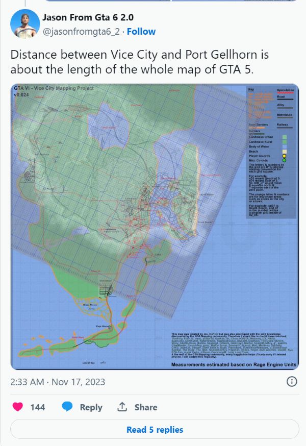 玩家估算《GTA6》的開放世界地圖，可能是《GTA5》時代的3倍大、讓你油門踩到腿軟！