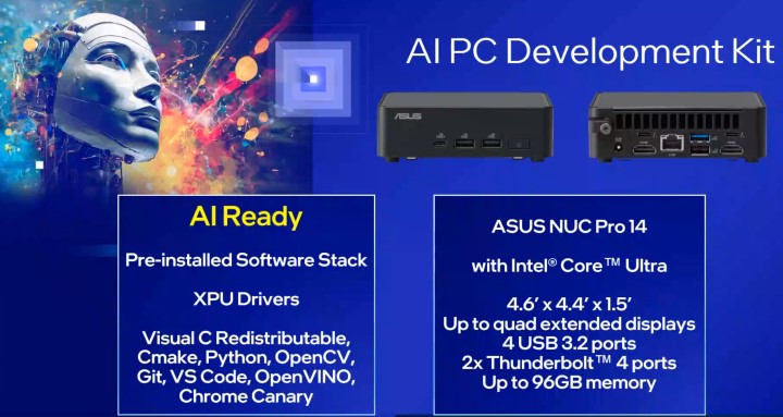 NUC Pro 14搭載1系列Core Ultra處理器並預載多樣AI軟體堆疊。