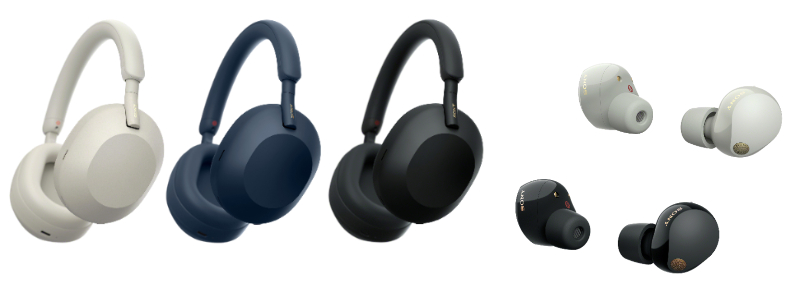 具備旗艦級降噪技術和高解析智慧聆聽的 WH-1000XM5 無線藍牙降噪耳機，與 WF-1000XM5 真無線藍牙降噪耳機，為 Sony 超人氣商品。
