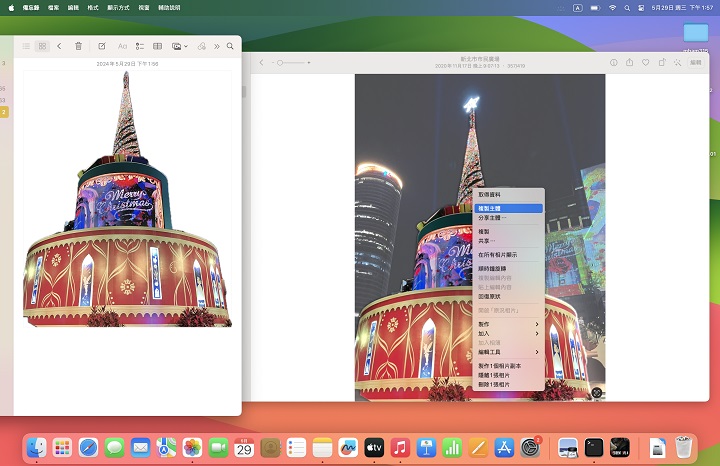 在 iPhone 上拷貝主體達到去背效果的功能，在 macOS 上也可以複製照片主體，達到去背使用的目的。