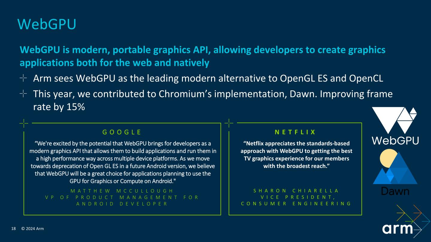 Arm也著手將WebGPU API導入Chromium瀏覽器的，並可發揮15%的FPS效能提升。