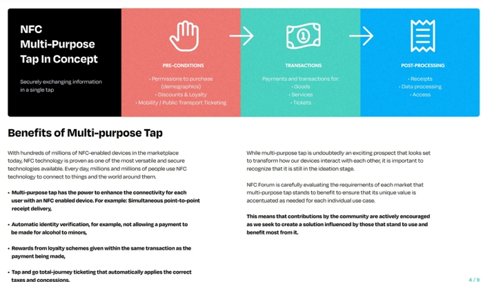 NFC論壇發佈全新「Multi-Purpose Tap」技術，只需碰一下就能實現更多功能