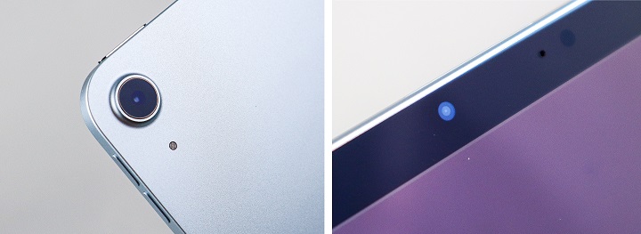 iPad Air M2 後置相機維持 1200 萬像素的廣角規格,但將 1,200 萬畫素的 FaceTime 鏡頭調整到長邊的中間,在視訊的同時會透過機器學習保持人像置中。