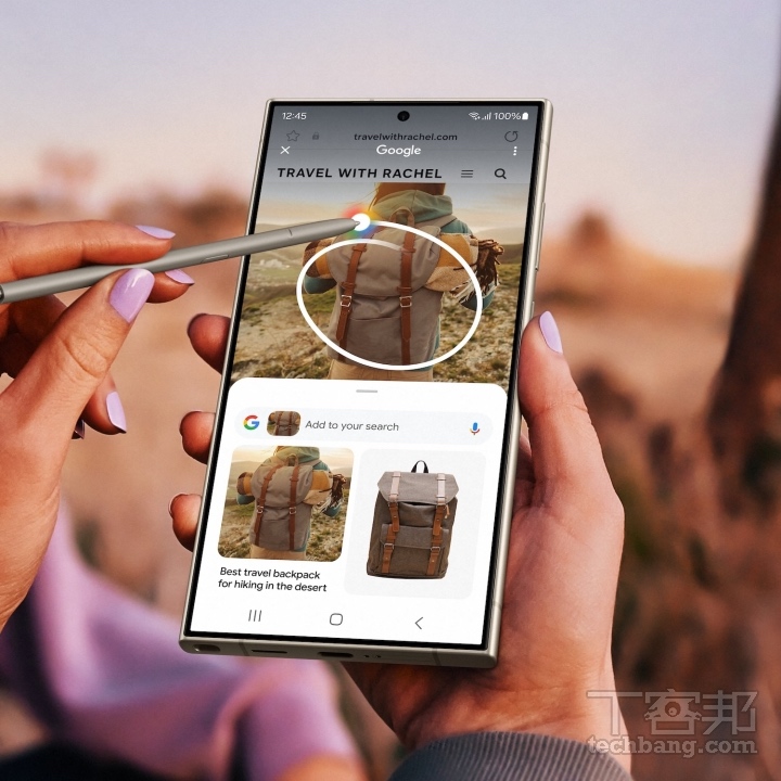 搜尋圈功能現在限三星和 Google 手機可用，圈起畫面中任何元素就可以找出相關結果。
