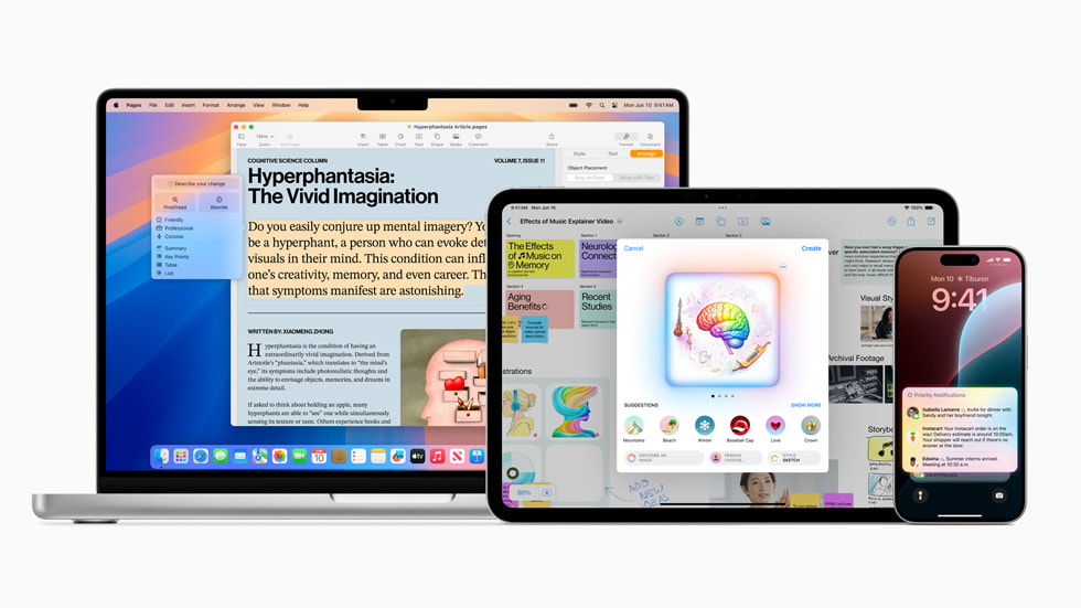 iPhone 最新的 AI 應用讓消費者相當期待，其中 Clean Up 功能可刪除照片中不相干的元素，另外 Apple Intelligence 則是可以讓 Siri 升級（圖片來源：Apple 官方） 