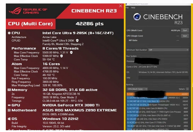 Intel Core Ultra 9 285K功耗狂飆到364W，比14900KS快8.5%