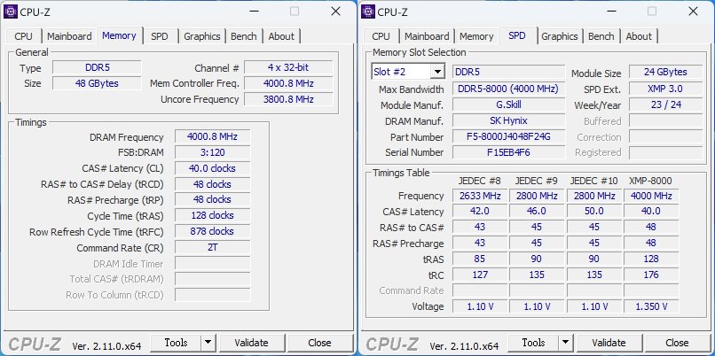 記憶體時序與模組之CPU-Z資訊。