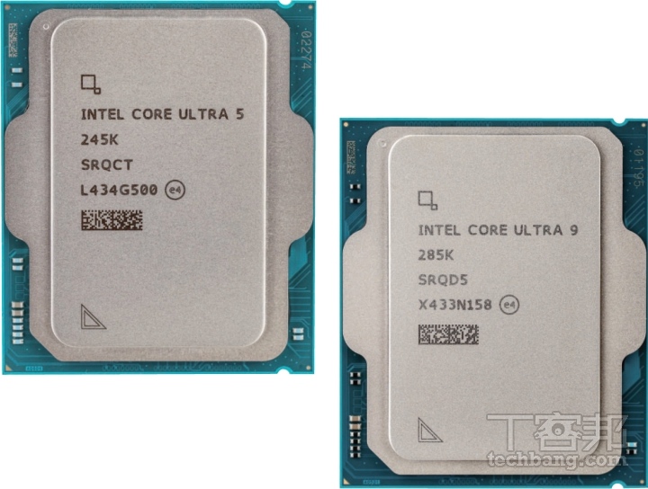 雖然 Intel Core Ultra 200S 桌上型處理器架構大改，但外型尺寸倒是沒有改變，並可見標示的處理器型號。