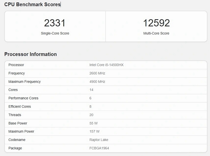 Intel Core Ultra 5 225H CPU 在 Geekbench現身，跑分表現優於 i5-14500HX
