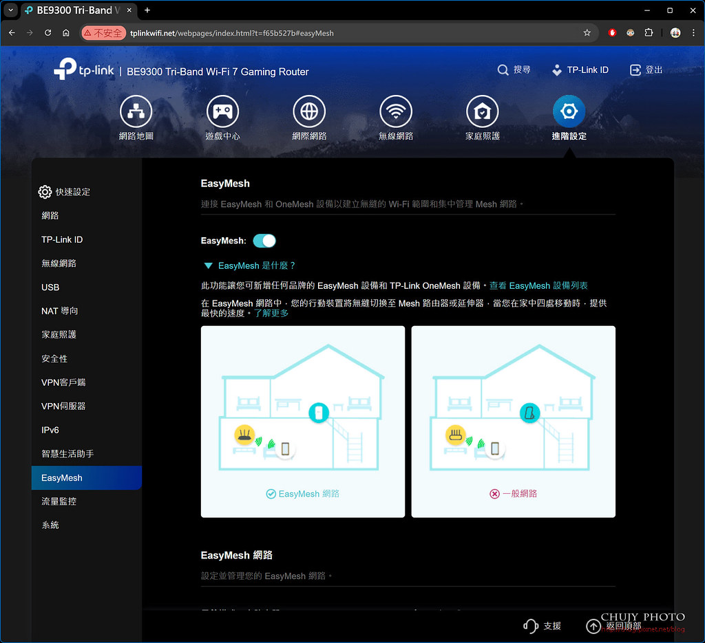  EasyMesh 是由 Wi-Fi 聯盟 (Wi-Fi Alliance) 所制定的通用標準，各廠商只要基於 EasyMesh 標準設計 Mesh Wi-Fi 產品，就可做到跨品牌互連互通。Chujy