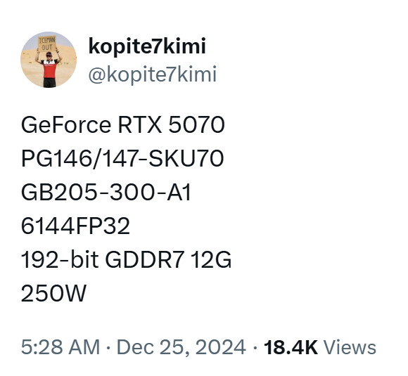 NVIDIA GeForce RTX 5070 和 RTX 5070 Ti 最終規格：核心數、記憶體、功耗曝光