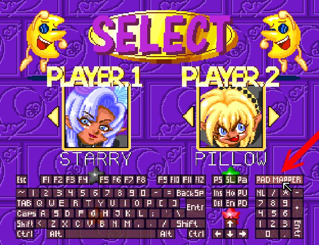進入遊戲後，L3鍵開啟DOSBox Pure虛擬鍵盤，點擊右上角的「PAD MAPPER」。
