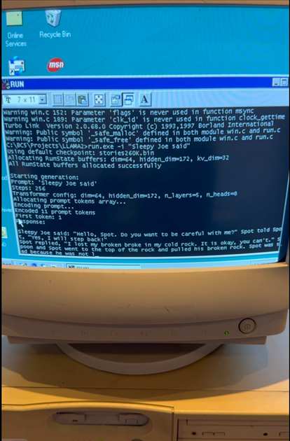 Pentium II CPU+128MB記憶體，他們在Windows 98電腦上成功運行Llama大型語言模型、速度還挺快