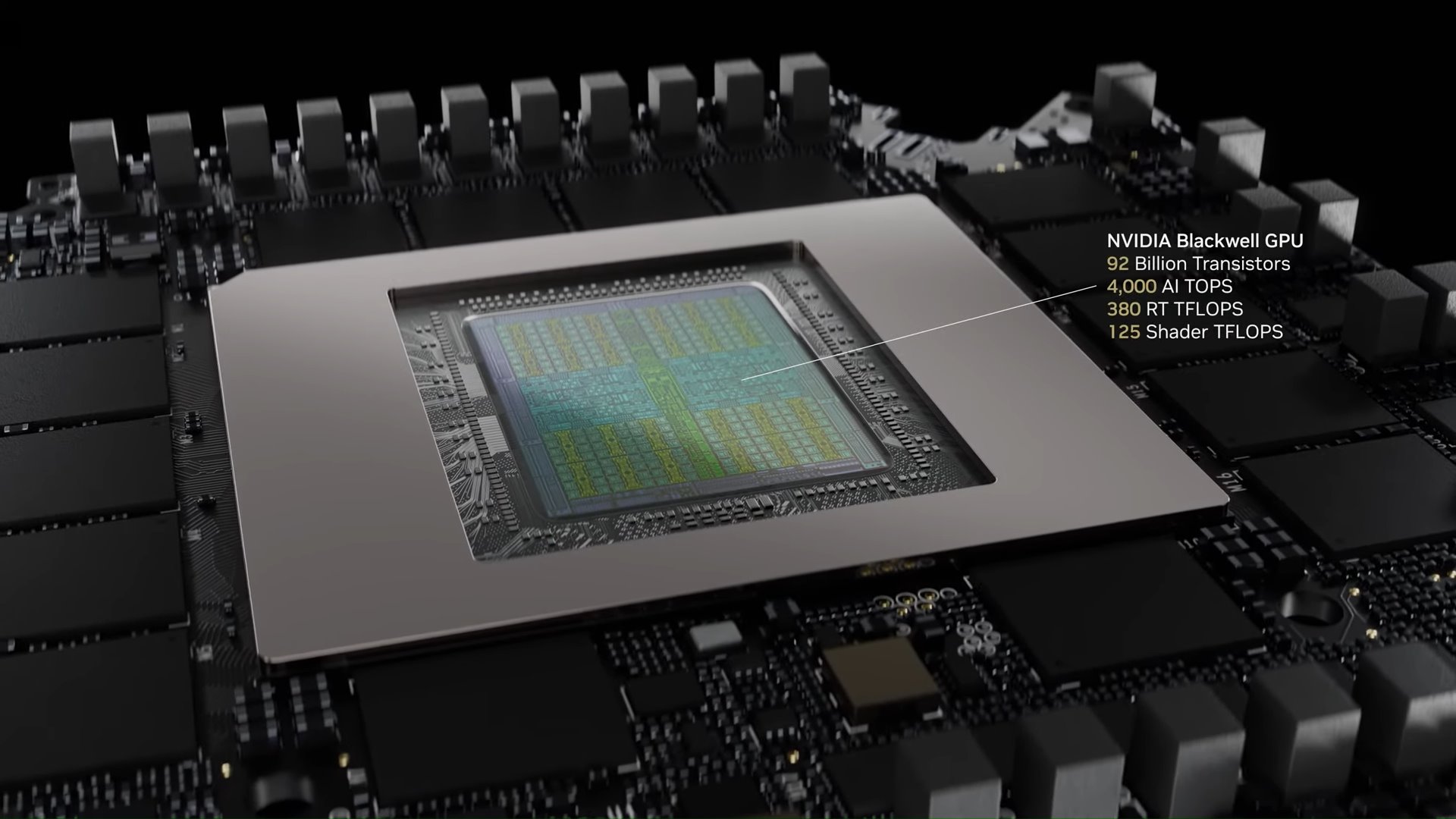 GeForce RTX 5090的GPU具有125 TFLOP渲染器運算效能,並可提供4000 TOPS之AI運算效能。