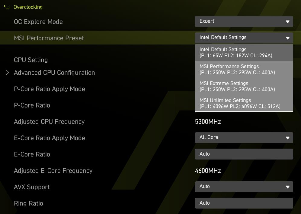 在測試過程中,選擇Intel Default Sittings模式,PL1/2之電力限制分別為65W、182W。