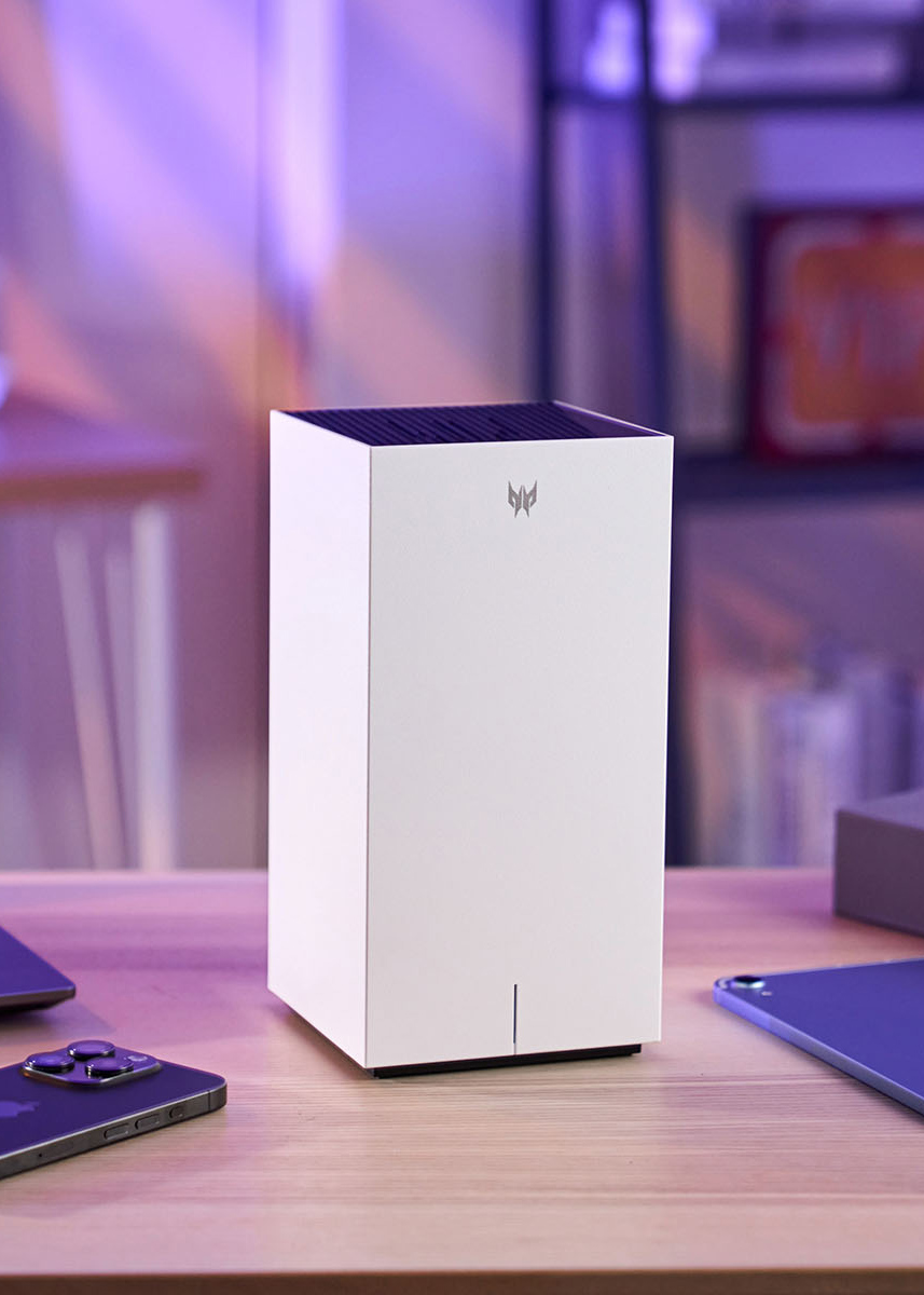 Predator Connect T7 採無天線設計，四方柱體造型，俐落的線條配上大面積的純白配色，看起來有種高級感。