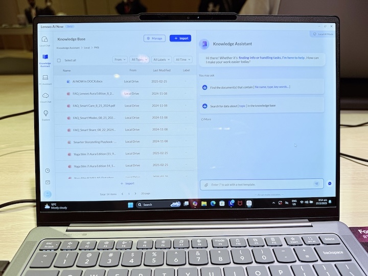 不同於通用型 AI 工具，Lenovo AI Now 根將據你的文件與知識庫提供精準且相關的答案。