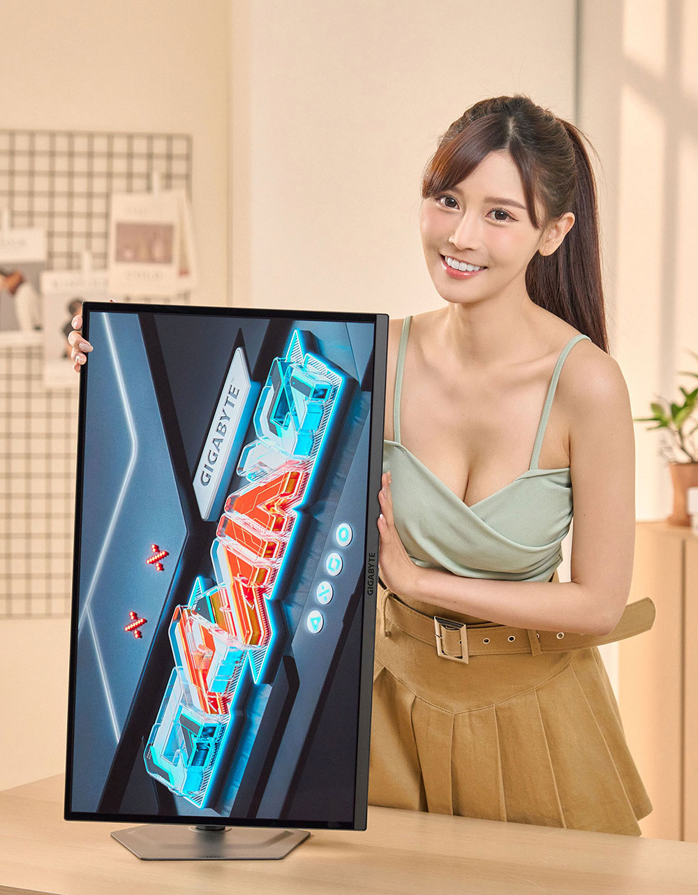 可以將顯示器完全轉向至縱向顯示。