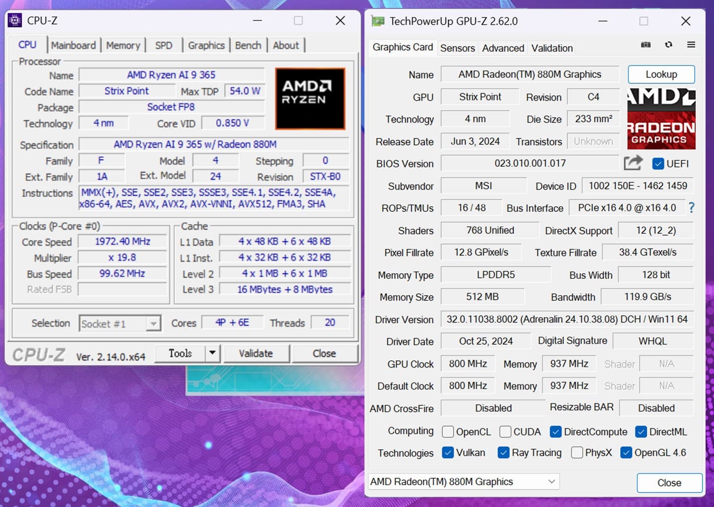 CPU-Z 與 GPU- Z 的整合 GPU 詳細資訊。