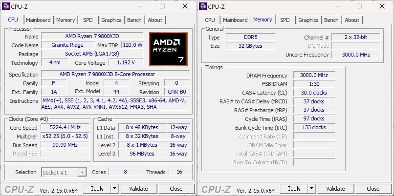 測試平台之CPU-Z資訊。