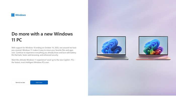 微軟呼籲盡早升級 Windows 11，建議現有 Windows 10 用戶「放眼未來」