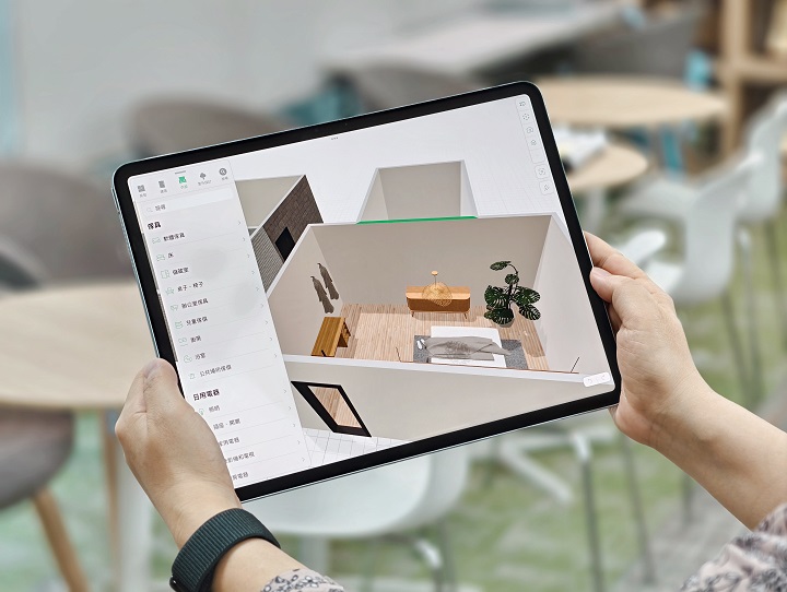 以《Planner 5D》這款 3D 室內設計軟體嘗試 3D 繪圖演算效果，在空間規畫、放置傢俱、旋轉視圖查看各個角度，都非常靈活順暢。
