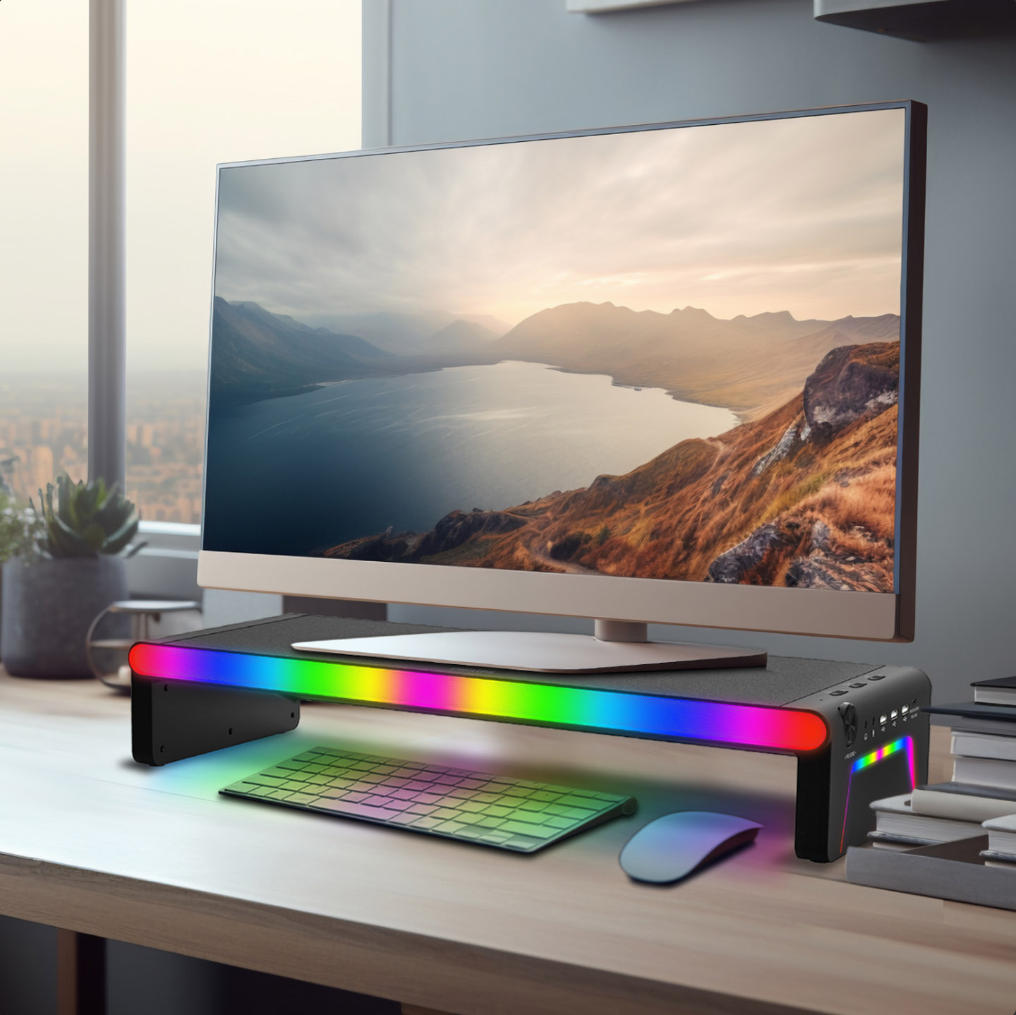 PHILIPS 飛利浦全球首創 SPA6500 喇叭螢幕支架，五合一喇叭、快充、RGB、支架的桌面神器