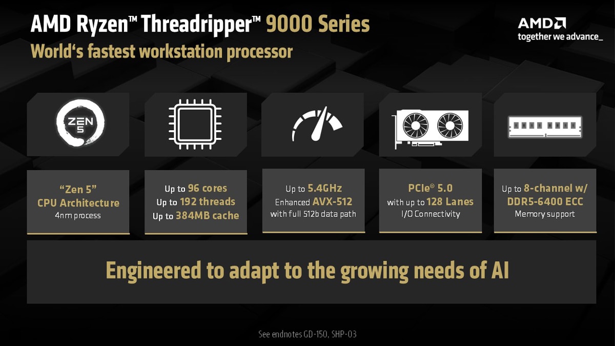 它最高具有96核192緒組態，並提供8通道記憶體與128條PCIe Gen 5通道，具有出色的擴充性。