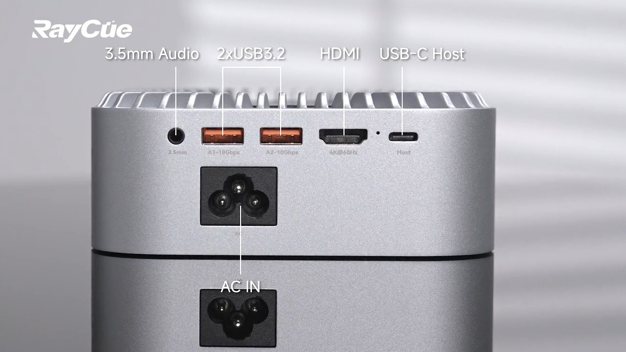背面則有2組USB 3.2 Gen2，以及HDMI 2.0、3.5 mm耳機、USB Type-C Host端子各1組。