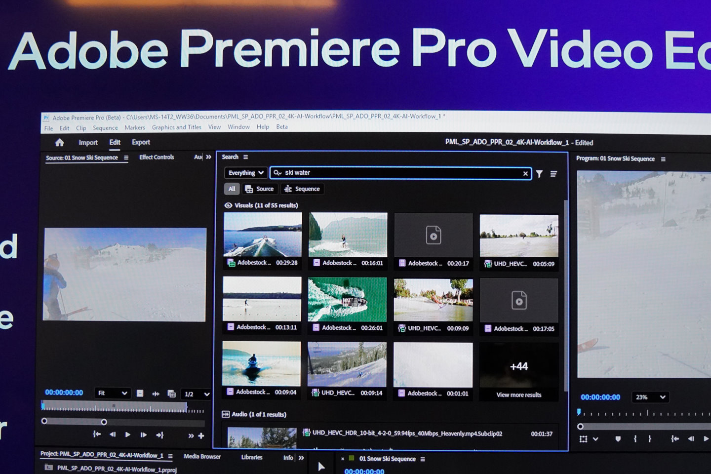Adobe Premiere影片編輯軟體會透過AI為匯入影片、照片標註標籤，隨後使用者就可以透過文字搜尋的方式快速找到這些素材。