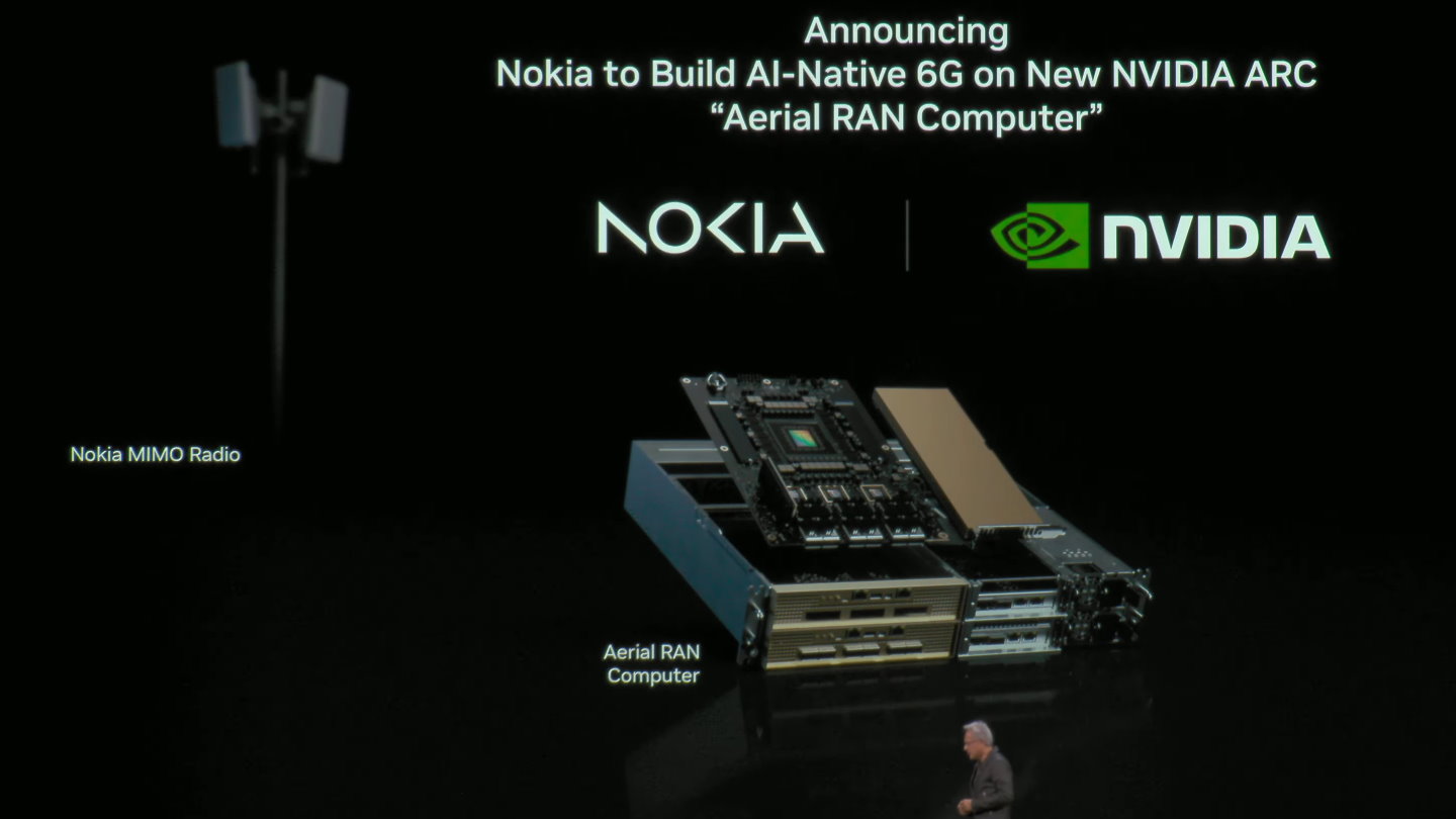 NVIDIA發表與Nokia合作的ARC，透過AI協助6G網路基礎系統強化無線頻譜、束波成型的管理，以提升通訊品質。
