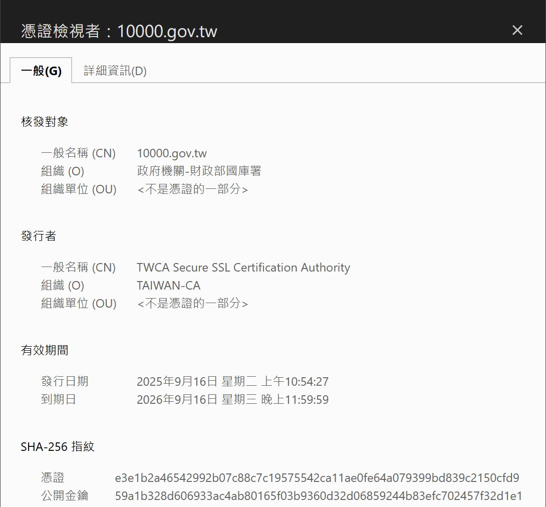 就能夠確認憑證的發行者是否為TWCA。
