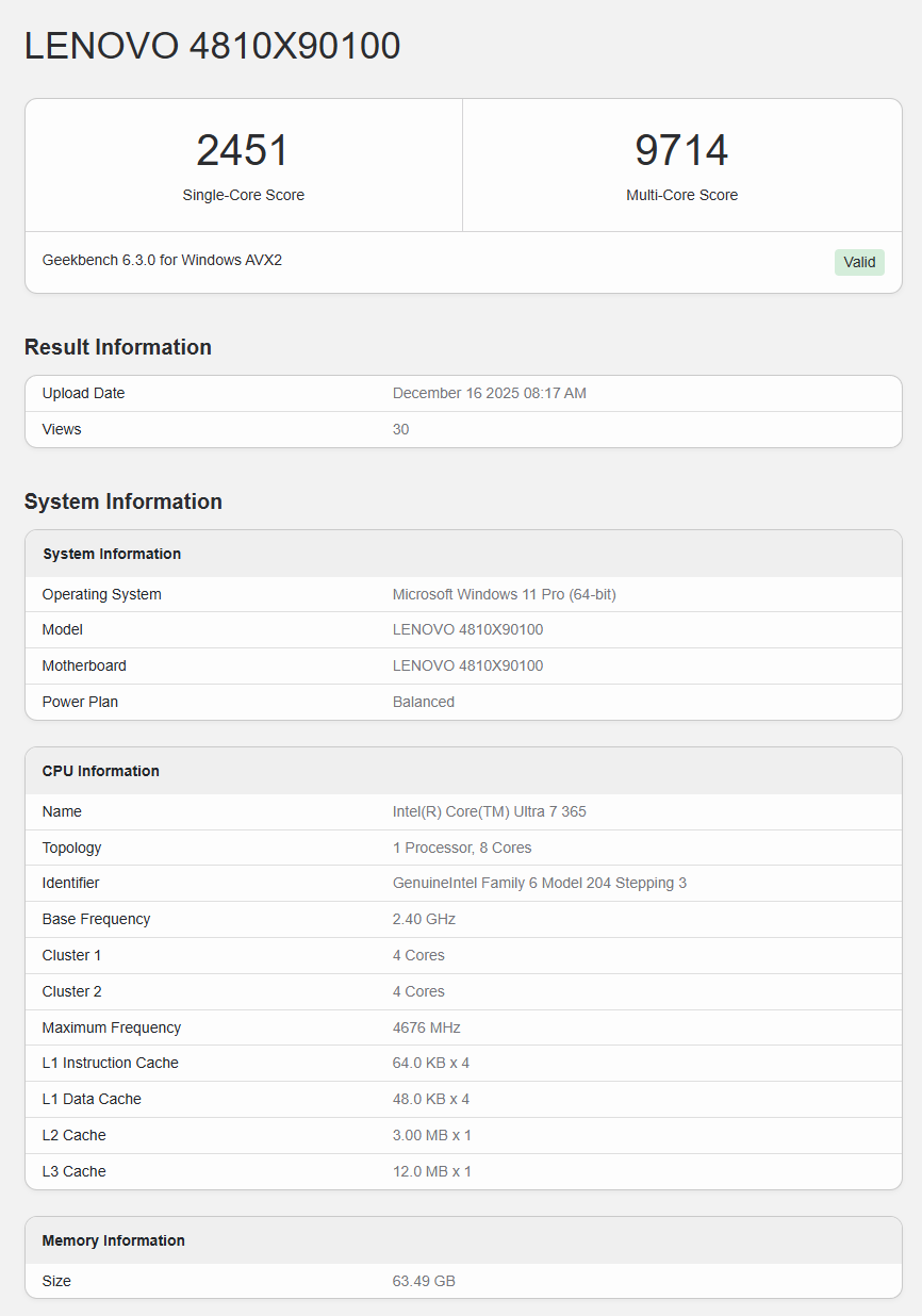 Intel新一代處理器翻車了？Ultra 7 365跑分首度曝光竟輸給前輩