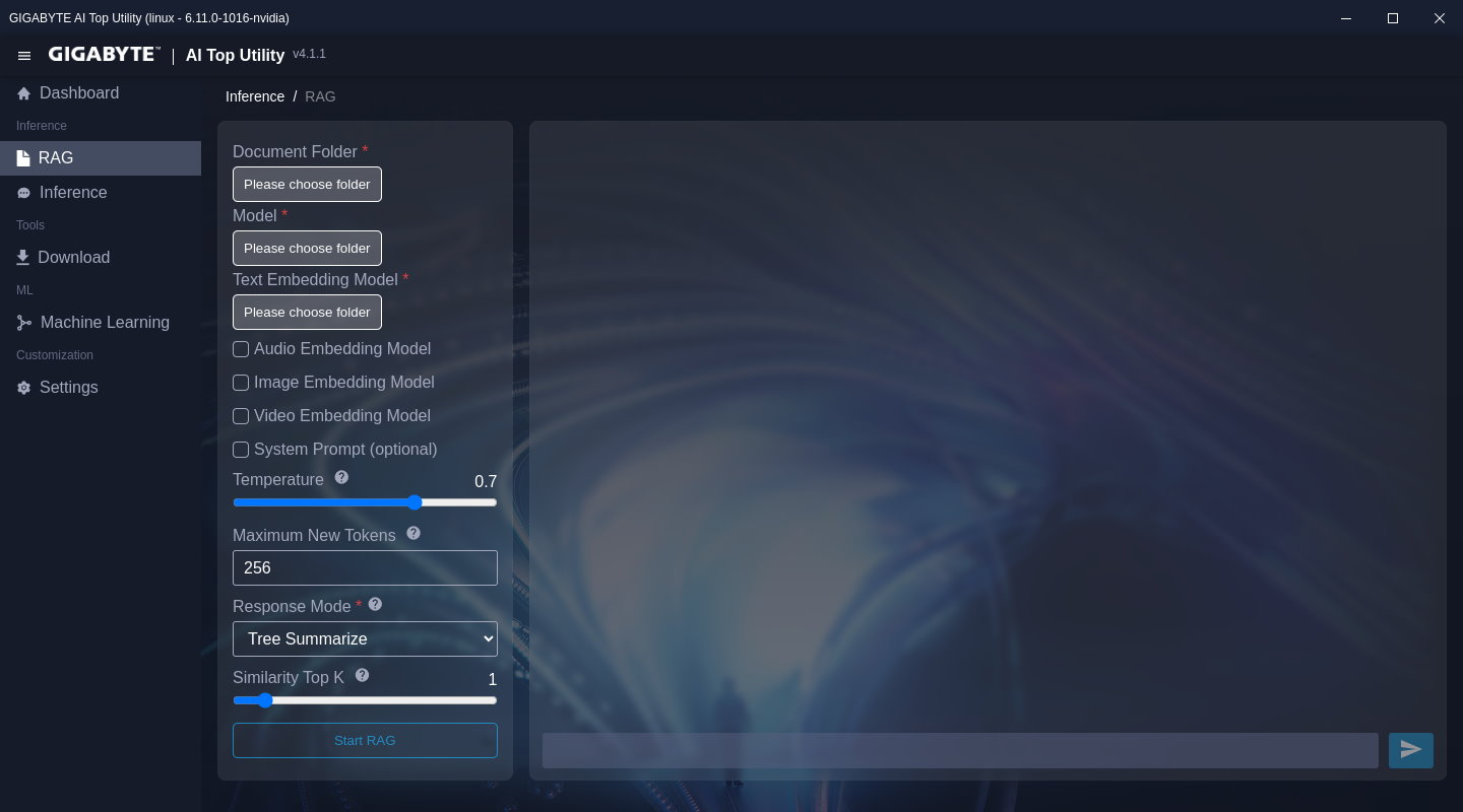 AI TOP Utility提供許多功能，RAG頁面可以用來整理資料並建立RAG資料庫（Retrieval Augmented Generation，檢索增強生成）。