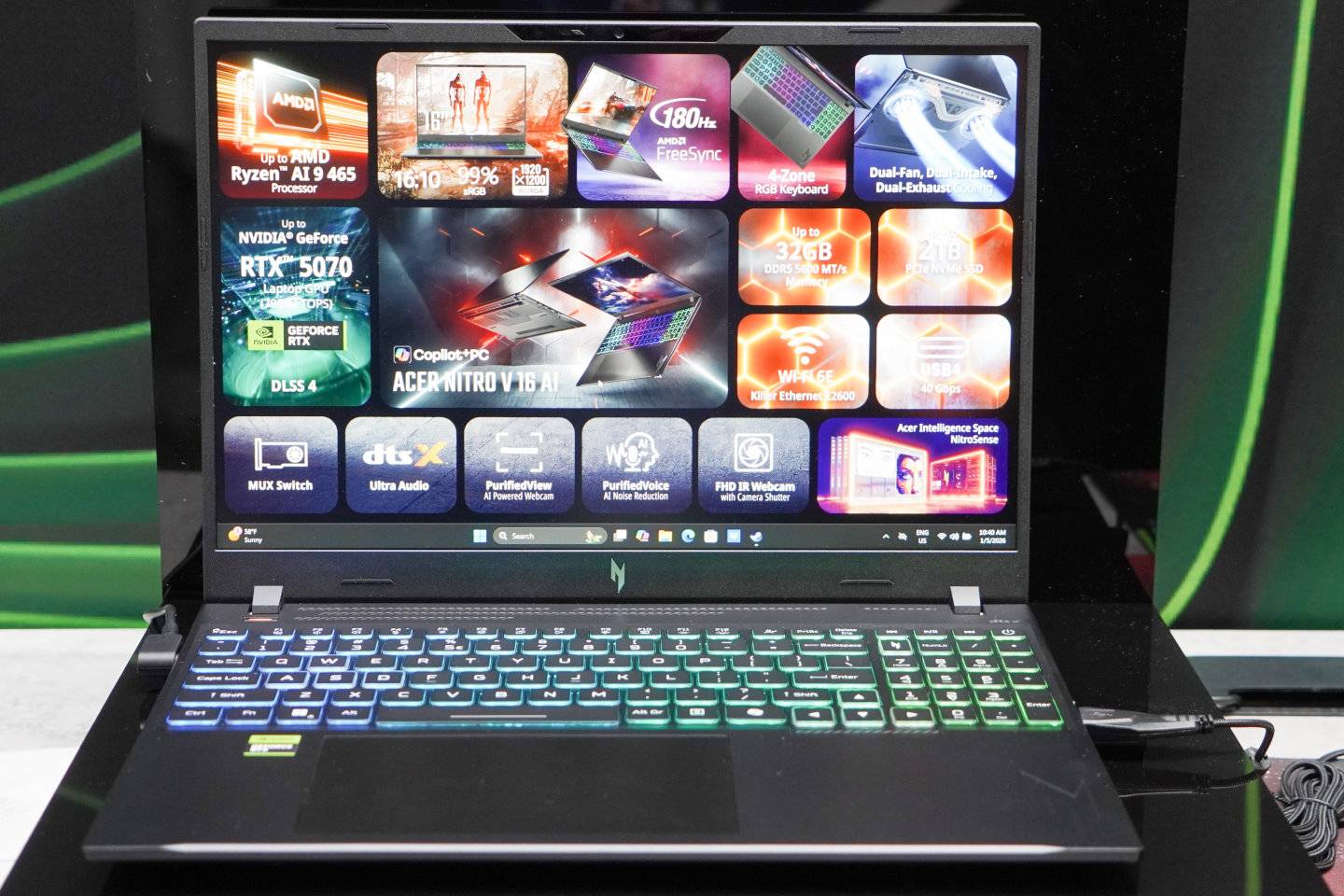 Nitro V 16 AI提供2種處理器選擇,AMD部分最高可選Ryzen AI 9 465處理器。