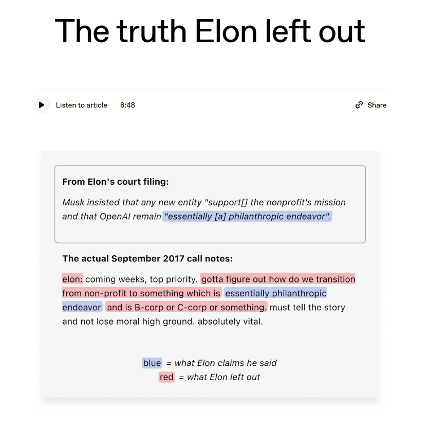 馬斯克控OpenAI「世紀訴訟」再爆內幕！OpenAI反擊：他曾想讓孩子掌控AGI、為火星夢狂要800億美元
