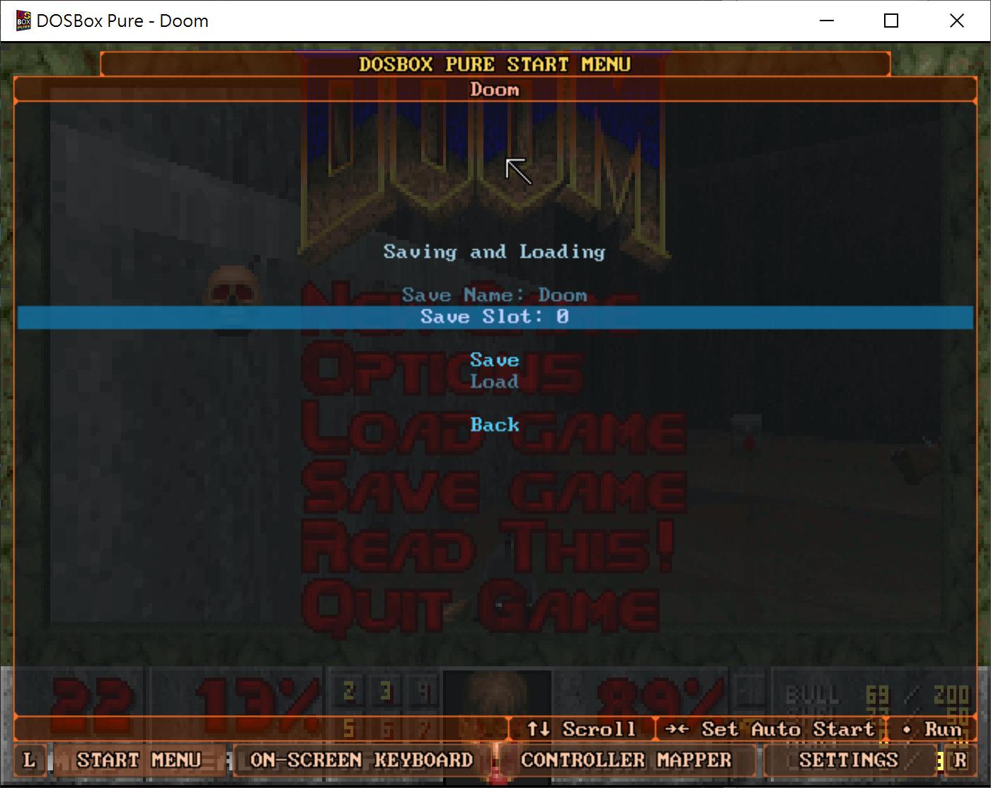 即時存、讀檔提供0~9等10個儲存格，可以在任意時間點選擇Save存檔，或Load讀檔。