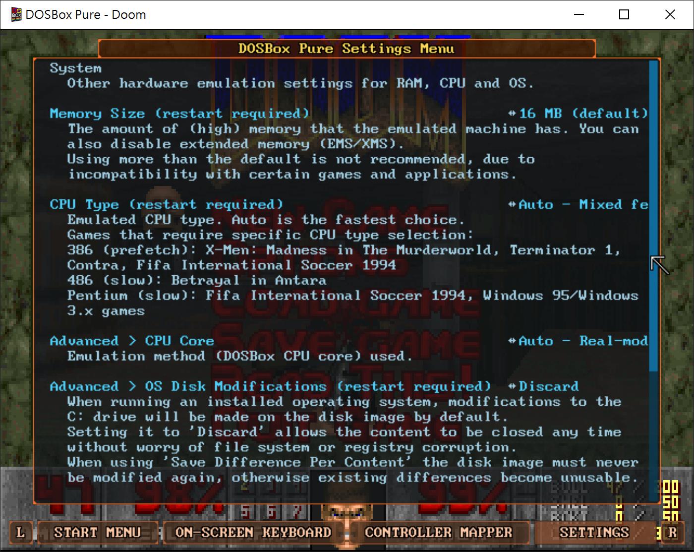System（系統）頁面需要注意的部分為OS Disk Modifications（作業系統硬碟變更），強烈建議設定為Discard（捨棄變更）。需要安裝新軟體時才調整為Keep（儲存變更），並一定要使用正常程序為模擬系統關機後再關閉模擬器。