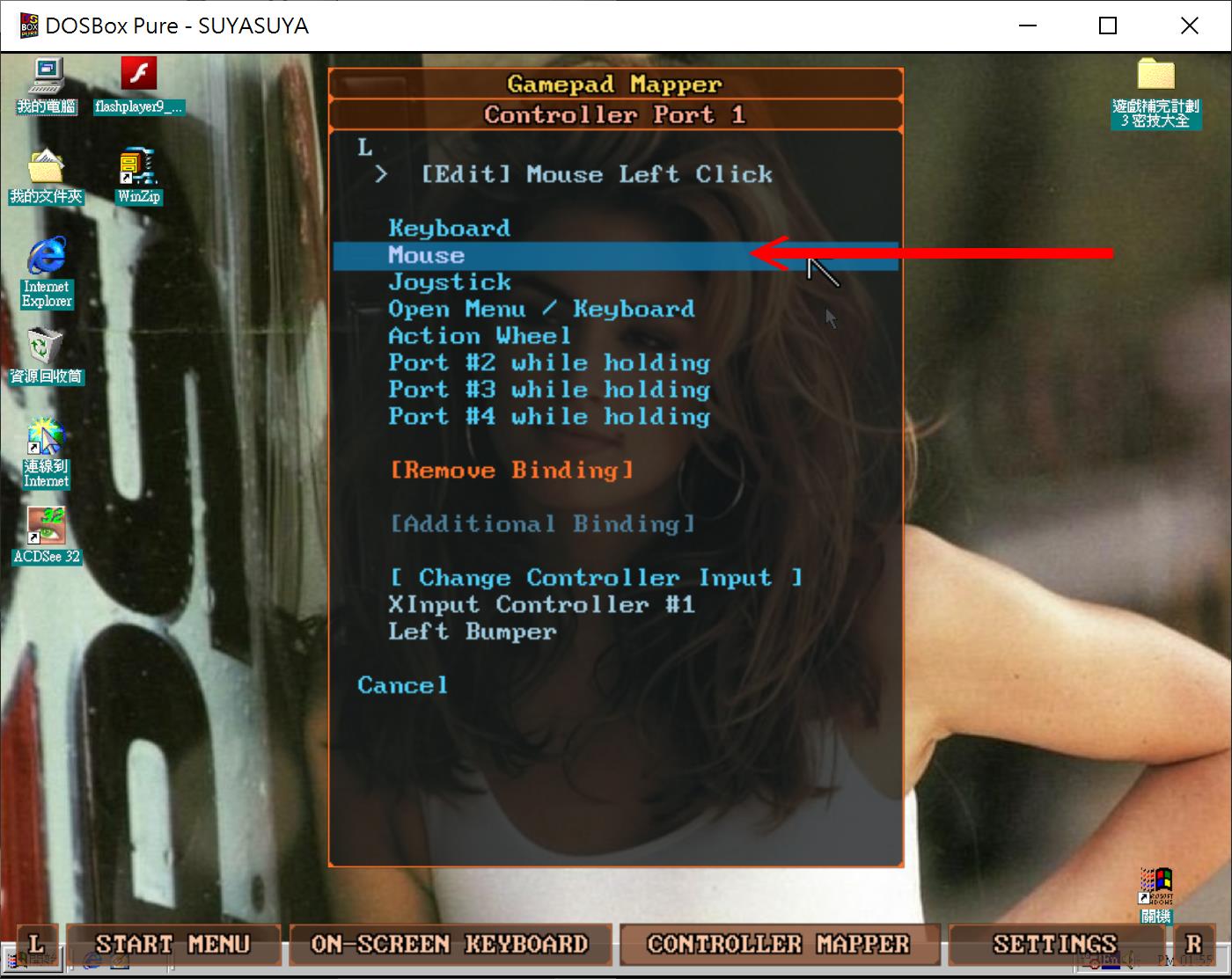 選擇L、R鍵之後，將它指定為Mouse（滑鼠），並設定為Left Click與Right Click。