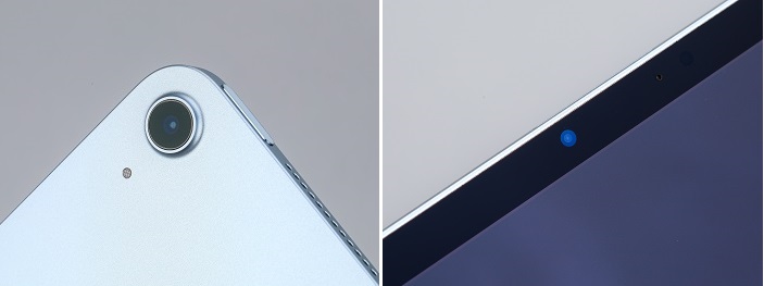 iPad Air M4 後置相機維持 1,200 萬像素的廣角規格，前置 1,200 萬畫素的 Center Stage 相機在視訊的同時會透過機器學習保持人像置中。
