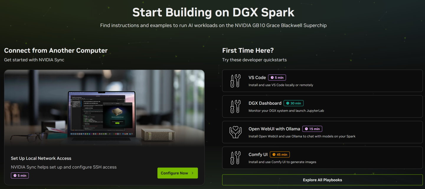 NVIDIA在DGX Spark的教學網頁上提供許多範例與說明，我們參考這邊提供的Comfy UI教學。