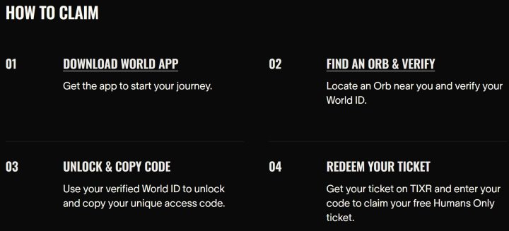 粉絲需先下載World App並完成World ID認證，接著就可以選購票券。
