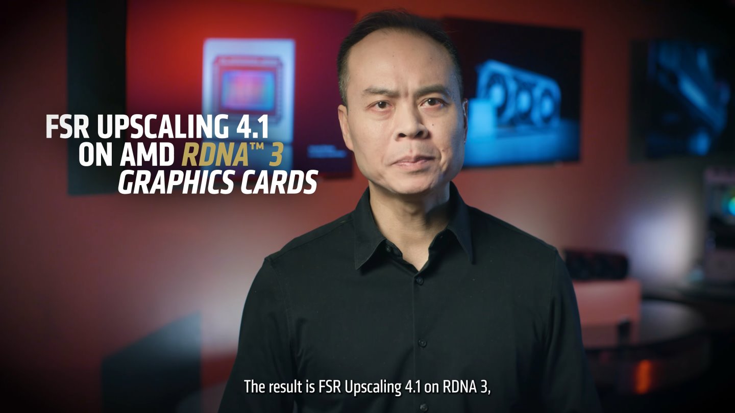 AMD資深副總裁暨計算級圖型業務集團總經理Jack Huynh則是透過影片說明FSR Upscaling 4.1升頻技術的最新資訊。