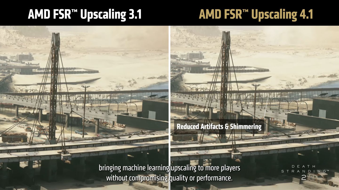 FSR Upscaling 4.1也能改善畫面上的鬼影情況。