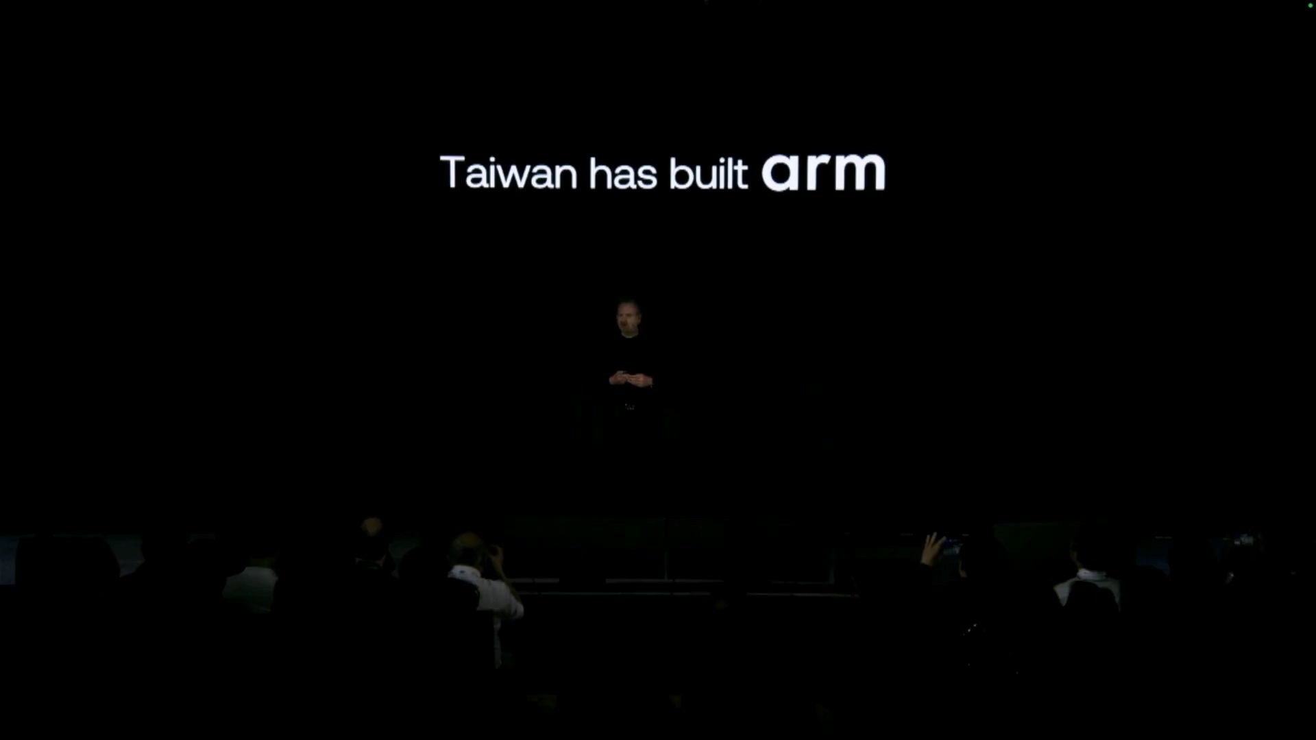 Rene Haas在演說表示Taiwan has built Arm（台灣建造了Arm）。