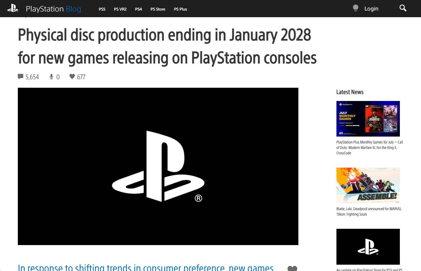 PlayStation 公布取消實體光碟消息後，官方部落格五千多則留言，基本上是一片罵聲。