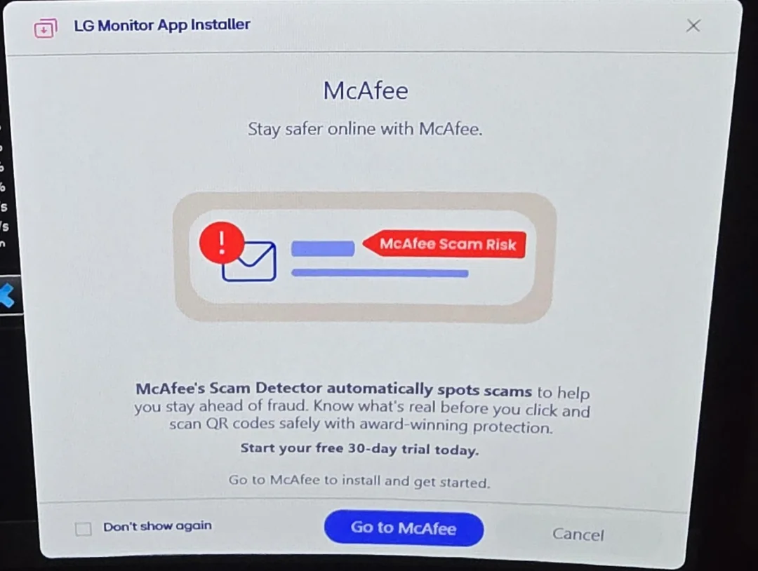 接上 LG 螢幕竟被強塞 McAfee 廣告！Alienware、Dell 也傳出類似偷裝行為