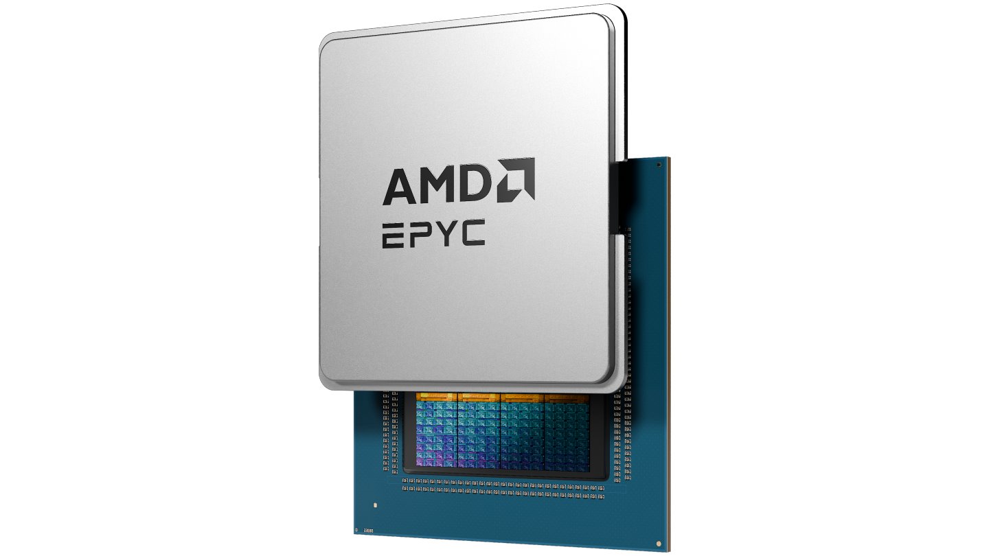 第6代EPYC CPU透過先進封裝技術將多組小晶片整合為單一晶片，讓產品設計更具彈性。